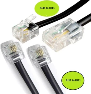 RJ11 to RJ45 Ethernet Network Internet Cable & RJ11 ADSL Router Phone Lead Lot - Picture 1 of 3