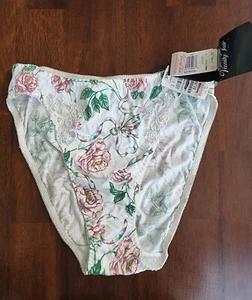 Vintage Vanity Fair Cotton Hi Leg Waist Floral rose Cottage Lace Panties L - Picture 1 of 6