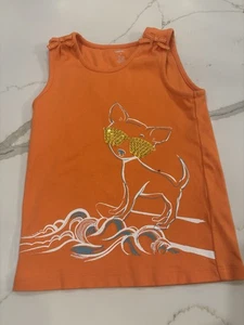 Gymboree Girls Dog Surfboard Tank Top Orange Size 9 - Picture 1 of 2