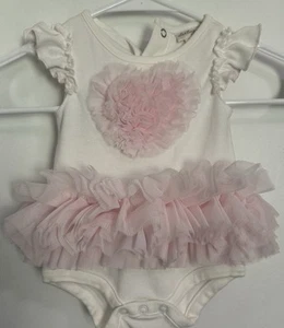 Starting out White Pink Tulle Tutu Bodysuit Baby Girl Sz 0-3 Up12lbs - Picture 1 of 3