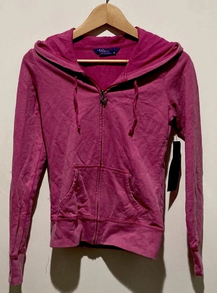 Miley Cyrus 拉链运动衫连帽衫 | 罕见复古 | 中号 全新带标签 — 第 1/4 张图片