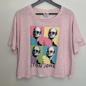 Elton John Official Merch Women's T-Shirt Pink & While 2021 Size XL - Imagen 1 de 15