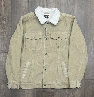 Jaqueta de Caminhoneiro Masculina Quicksilver Tan Veludo Sherpa Forrada com Botões Tamanho Grande - Imagem 1 de 4