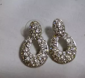 Pendientes Swarovski Door Knocker cristal pavé firmados (cisne) plata LEER - Imagen 1 de 3