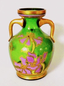 VINTAGE JUGENDSTIL EMAILLIERTE GLASVASE, FRANKREICH - Bild 1 von 3