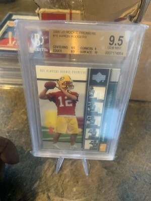 2005 UD Rookie Premieres #16 AaronRodgers Rookie Card BGS 9.5 GEM Mint - Image 1 of 2