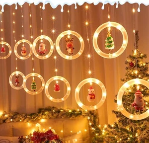 LED Weihnachten Beleuchtung Vorhang 8 Modi Lichterkette Fenster Lichtervorhang - Bild 1 von 8