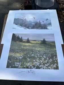 2 Signed Numbered Dennis Frings Lithographs & Remarques Virginia Seasons Series - Picture 1 of 15