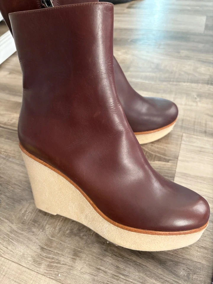 Jil Sander Brown Beige Leather Ankle Boots - 38 New - Image 1 of 4