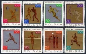 Poland 1355-1362, MNH. Mi 1623-1630. Olympics Tokyo-1964. Polish Medals.Fencing - Picture 1 of 1