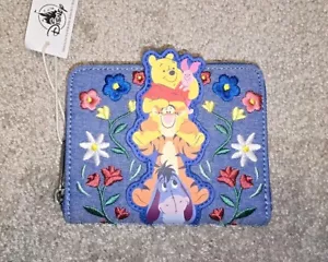 NEW 2024 Disney Parks Loungefly Denim Winnie The Pooh, Tigger & Eeyore Wallet - Picture 1 of 3