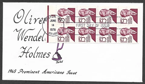 US FDC 1978 OLIVER WENDELL HOLMES 15C STAMPS SCOTT #1288 BOOKLET BOSTON  DUKE Cover