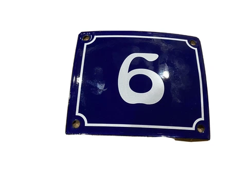 Vintage Style Blue Enamel Porcelain French House Number Door Steel Metal Sign 6 Cover