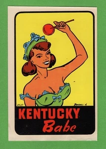 VINTAGE ORIGINAL 1950 SOUVENIR "KENTUCKY BABE" SEXY STATE PINUP WATER DECAL ART - Picture 1 of 1