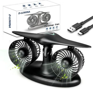 D Lumina 8000mAh Rechargeable Desk Fan 3 Speeds Battery Operated USB Desk Fan - Picture 1 of 8