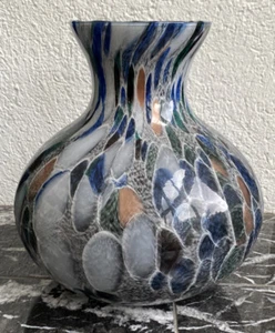 Vintage Azzurra Vetteria Artistica Glass Italian Blown Vase Unique Authentic - Picture 1 of 12