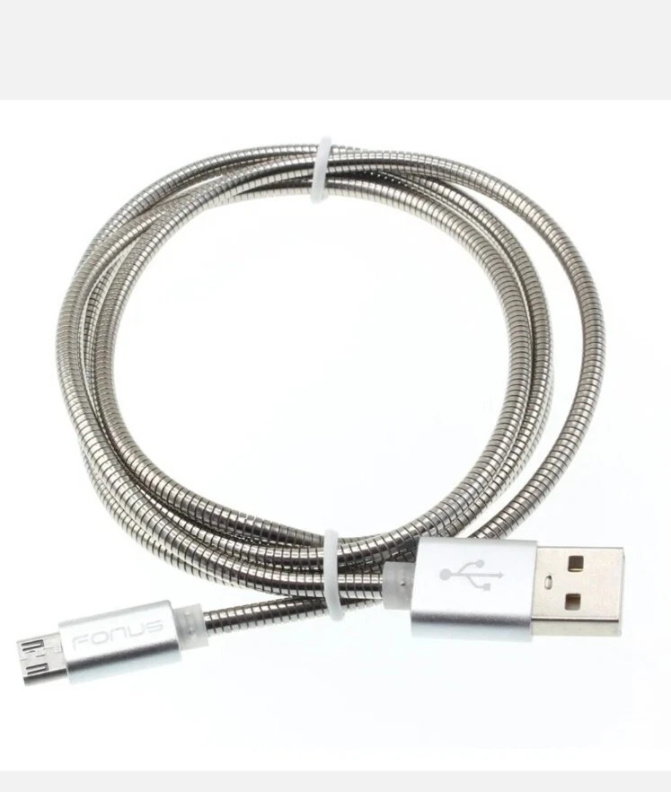Charger Cord 3ft Metal USB Cable Power Wire MicroUSB Sync Fast for ATT & Verizon - Image 1 of 1