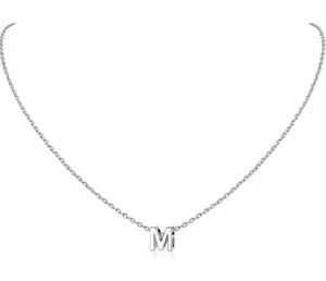 Collar Letra “M” Plata de Ley 925 - Nombre Personalizado Inicial Joyería Regalo - Imagen 1 de 8