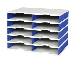 Ablagesystem Ablage styrodoc duo 10 Sortier Fächer grau-blau - Bild 1 von 1