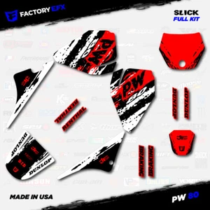 White & Red Slick Racing Graphics kit fits Yamaha PW80 PW 80 All Years Custom - Foto 1 di 2
