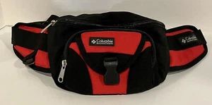 Columbia Fanny Pack Sportswear Outdoor Black/Red Multi Zip Pocket Hiking Walking - Picture 1 of 6