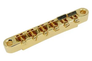 Pinnacle Locking ABR-1 Bridge with plated brass saddles - Gold - BRIDGE ONLY - Picture 1 of 4