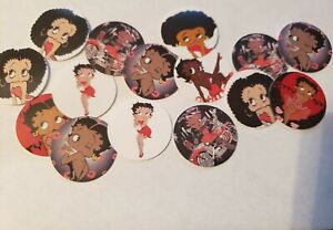 Pre Cut One Inch Black African American Betty Boop Images Free Shipping