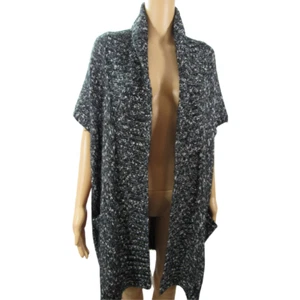 Cárdigan plumero suave Joie para mujer talla L negro drapeado suéter sin mangas 6093K2366 - Imagen 1 de 11