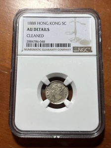 1888 Hong Kong Silver 5 Cents - NGC AU Details - Picture 1 of 4