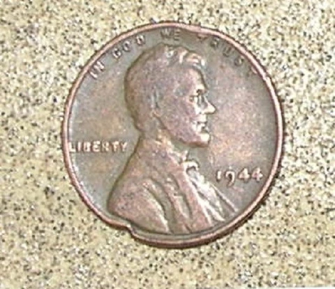 1944 Wheat Penny  Planchet Strike, Die Break, Cut Errors; Rare Old Coin Money Cover