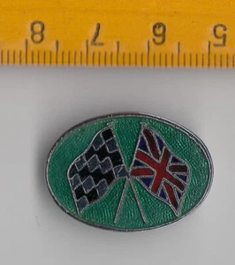 Vintage enamel UNION JACK UK Checkered Flag Motorcycle pin badge logo - Picture 1 of 1