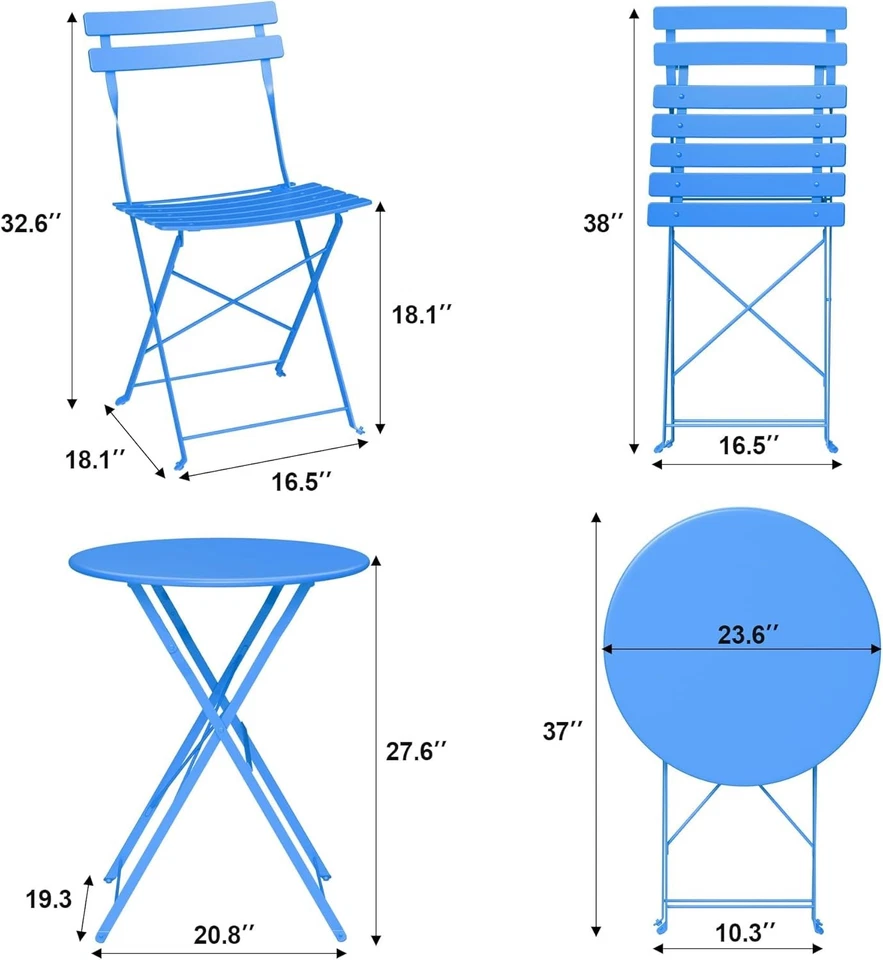 3 Piece Bistro Set Folding Table Chairs Outdoor Patio Garden Furniture New - Image 1 of 4