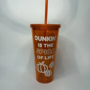2024 Dunkin Halloween Glow In The Dark Orange 24 Oz Acrylic Tumbler EUC - Picture 1 of 4