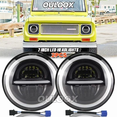 Fit International Harvester Scout II 1973-1979 Pair 7"Inch Round LED Headlights - Изображение 1 из 4