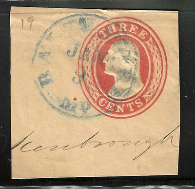 Blue Cancel Untyped 3 Cent Washington Postal Stationary 1850's-60's US 92B42 - Image 1 of 2