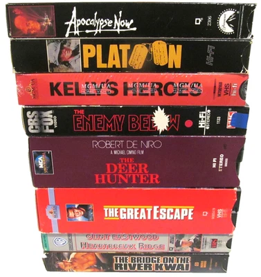 VHS LOT OF 8 War Movies Platoon Apocalypse Now Military Veterans - Image 1 of 4