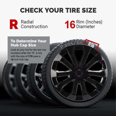 New 4PCS Universal 16 Inch ABS Hubcaps Set Stylish Wheel Rim Cover For Cars - Image 1 of 4