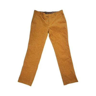 Calça feminina Inc tamanho 31 veludo cintura alta perna reta amarela elástica - Imagem 1 de 4