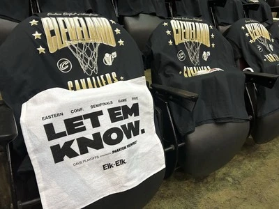 2025 CLEVELAND CAVALIERS PLAYOFF XL T-SHIRT & RALLY TOWEL Game #5 vs PACERS 5/13