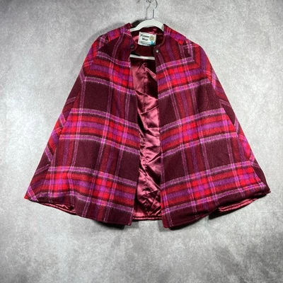 Poncho suéter con capa vintage Pioneer Wear para mujer mediano púrpura forrado a cuadros de lana  Foto 1 de 4