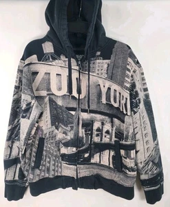 Sudadera con capucha y cremallera rara Zoo York XL NY para hombre boceto/dibujo **ver fotos** - Imagen 1 de 15