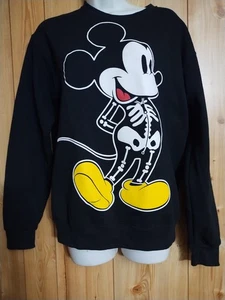 Disney Mickey Mouse Skeleton Halloween Black Crewneck Sweatshirt Womens XS - Picture 1 of 13