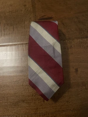 Corbata de cuello vintage Polo Ralph Lauren multicolor granate beige a rayas seda para hombre Foto 1 de 2