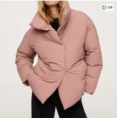 Mango Woman Oversize Pink  Puffy Winter Jacket  Water Repellent  Size XS Foto 1 de 4