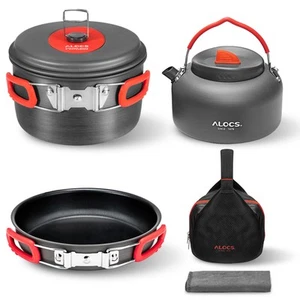 Camping Cookware - Alumina Cooking Set with Kettle, Lightweight Portable Gear... - Picture 1 of 8