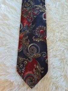 Etienne Aigner Necktie Mens Red Blue Paisley Business Tricel Tie USA Vintage - Picture 1 of 7