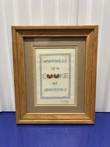 Glück ist ein Keks bei Omas Kitschig Vintage 70er gerahmt Vintage Wandbild - Bild 1 von 3