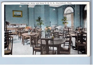1910-20's RESTAURANT ARMY NAVY Y.M.C.A. CHARLESTOWN MASSACHUSETTS POSTCARD - Picture 1 of 2