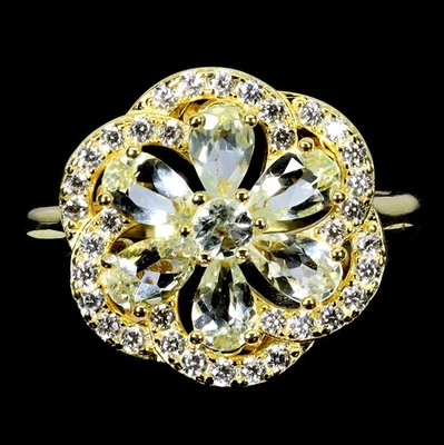 925 Sterlingsilber Ring Birne Aquamarin Edelstein No USA Einfuhr Gebühren - Bild 1 von 4