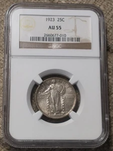 1923 High Grade Standing Liberty Quarter, NGC AU 55, No Issues - Picture 1 of 3